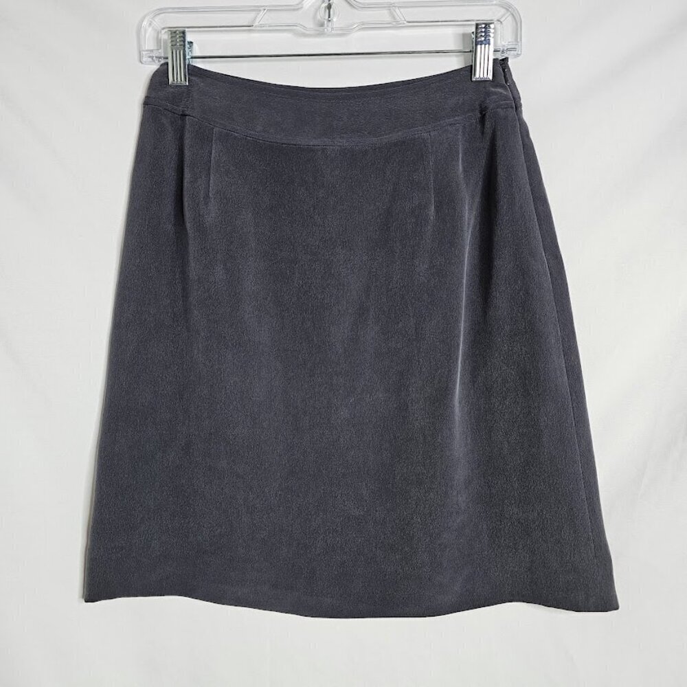Vintage JONES NEW YORK 100% Silk Skirt CHARCOAL GRAY size 4 Preppy Basic Classic - Picture 2 of 6